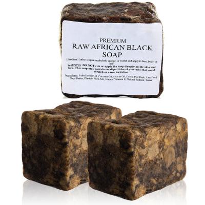 China Private Label Cleansing Pure Organic Natural Handmade Exfoliating Whitening African Black Soap for sale