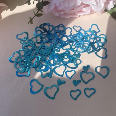 China Turquoise Teal blue double heart Glitter Shiny Confettis Iridescent Burgundy wedding party table decorations for sale