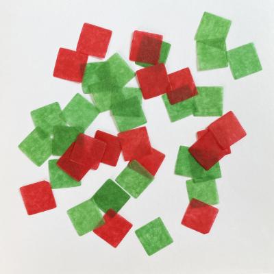 China Christmas decor Red Green Square Bio degradable tissue paper Confetti Party Throwing Confetti Flameproof Confettis for sale