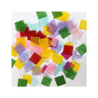 China Rainbow party decor Throwing Confetti Colorful Square Bio degradable Tissue Paper Confetti Flameproof Confettis for sale