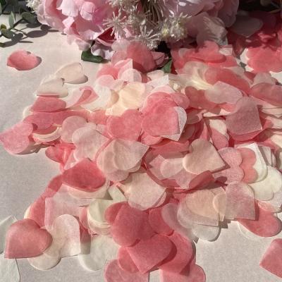 China Spring wedding decorations Coral Cream Peach Throwing heart confetti biodegradable Fireflame tissue paper confetti Drop shipping for sale