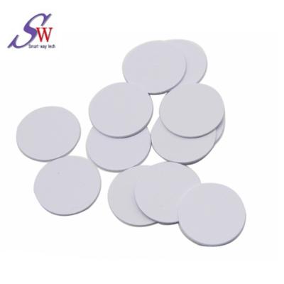 China Access Control Pintable Smart RFID Coin Tag Label Adhesive SI Round NFC UHF Coin Size Sticker Tag for sale