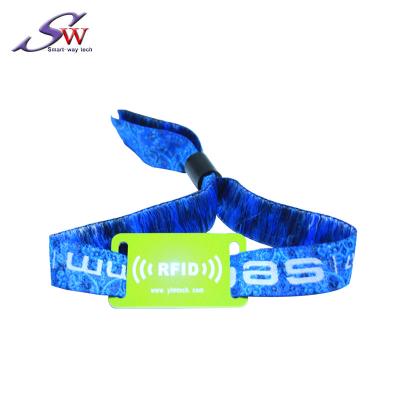 China festival nfc HF rfid tag cloth security waterproof disposable rfid woven wristband / waterproof for sale