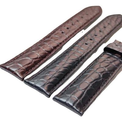 China Fanshion Sport OEM Model Selected Imported American Crocodile Skin Round Grain Watch Leather Band for sale