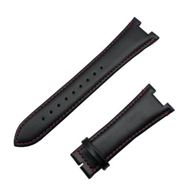 China OEM Handmade Black Needle Print Strap Custom Cowhide Leather Strap Leather Wristband for sale