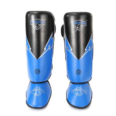 China New Adult Leather Shin Guards Boxing Leg Protector Muttahida Majlis-e-Amal Muay Thai Kickboxing Foot Guards for sale