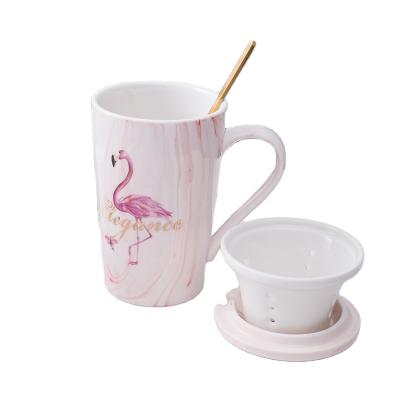 China Viable Ceramic Direct Flamingo Mugs Luxury Marble Set High Temperature Gift Box Deal Porcelain for sale