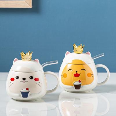 China Nordic Creative Viable Ceramic Cartoon Crown Coffee Gift Cute Novelty Cute Animal Mug for sale