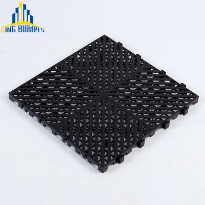 China 150 Anti-Slip Safe Automotive Black Non-Toxic Deck Tiles Interlocking 1' X1 Fire Retardant Plastic Flooring Interlock For Industrial for sale