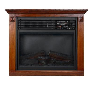 China Household Oak Color Electric Fireplace Deco Flame Infrared Heater Mantel Sourrounded With Wheels for sale