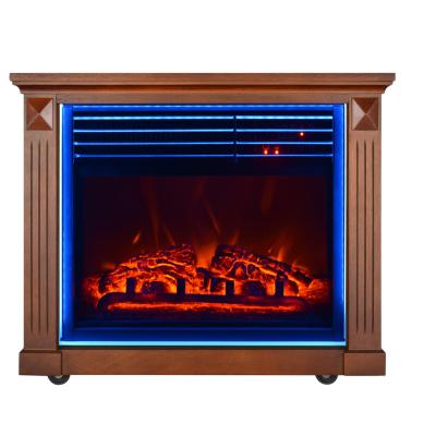 China Car Oak Finish Wood Mantel Electric Fireplace Heater With Back Beds for sale