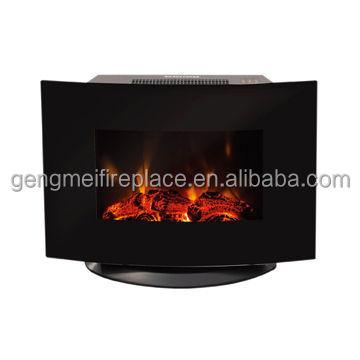 China / Car Free Standing Wall Mounted Electric Fireplace Heater Pebble Log Curved Glass for sale