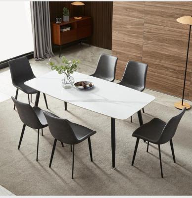 China Small extendable minimalist style apartment household dining table and chair combination rock panel dining table and chair set for sale