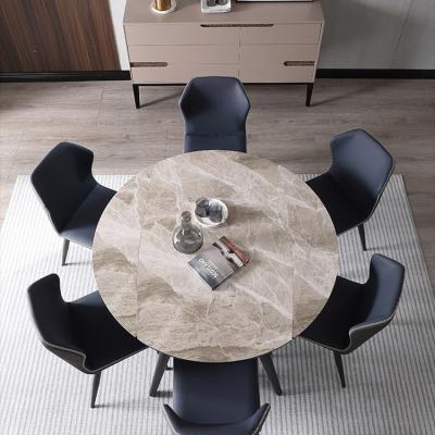 China Modern Design Foldable Dining Room Furniture Cheap Dining Table Top 6 Seats Black Dining Table Set Table Metal Legs Glass Style Type for sale