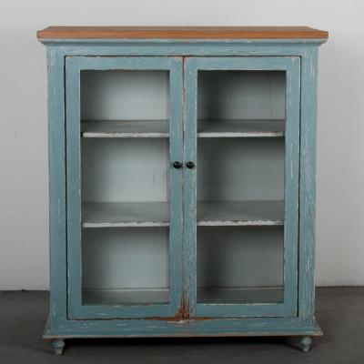 China (Size) Simple Design Adjustable Vintage Chinese Blue Picked Up Living Room Wooden Cabinet for sale