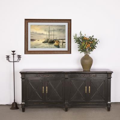 China Vintage Living Room Adjustable Black (Height) Distressed Shabby Chic Solid Wood Console Table With 4 Doors for sale