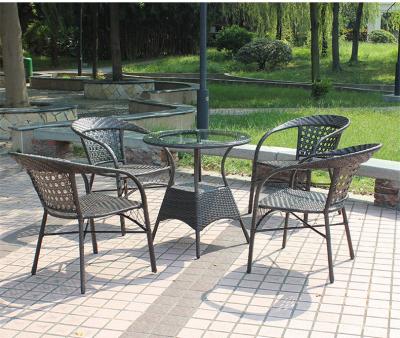 China Small outdoor modern home balcony five-piece wicker chair table chair coffee table and chair leisure cane combination for sale