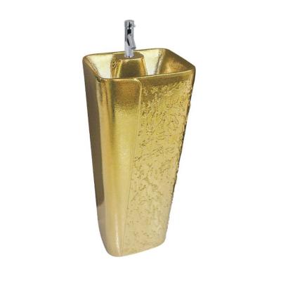 China Wash Basin Set Gold Royal Manufacturer Design Basin Ware Luxury Ceramic Pedestal Wash Basin Sanitary Sink for sale