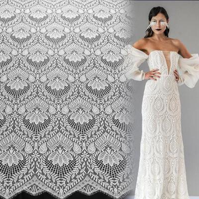 China 2022 Viable Luxury French Bridal Wedding Dress Tulle Lace Eyelash Lace Fabric for sale