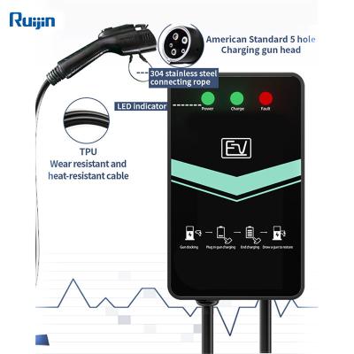 China AC SAE 32a 7kw portable mobile smart ev charging station type - 2 ev charger RJ for sale