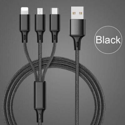 China Mobile Phone Hotsell 3 in 1 Micro Usb 3A Fast Charging Cable Type Usb C Phone Data Cable Charger For Samsung Android IOS for sale