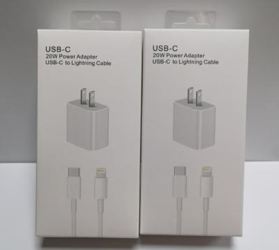 China Mobile Phone USB-C PD Fast Charging Charger Set For iPhone 11 Pro XR XS/MAX 20W iPhone 12 PD Adapter PD Cable for sale