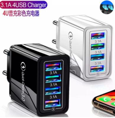 China Factory Sales 4 Port Cellphone Mobile Phone USB Charger Adapter Socket Wall Mount Charger Travel USB Charger Adapter for sale