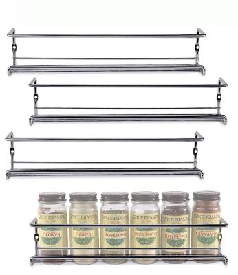 China Commerial Custom Kitchen Accessories Hanging Adjustable Wall-mount 1/2/3/4 Tiers Metal Wire Spice Rack for sale