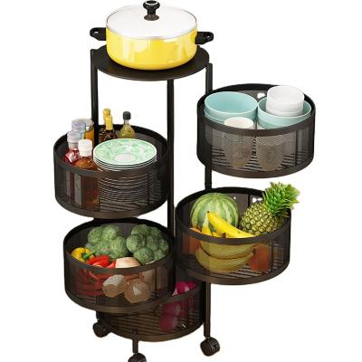 China Hot Selling Multi-Layer Rotating Storage Stored Vegetable Fruit Basket 360 Degree Kitchen Rotating Rack for sale