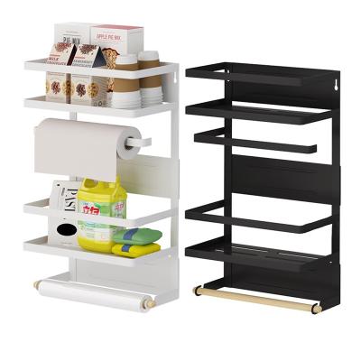 China 2 Tier Magnetic Storage Rack Space Saving Stainless Steel Viable Side Fridge Shelf for sale