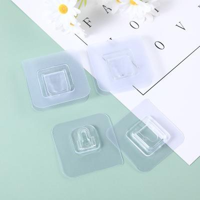 China Viable Double Sided Adhesive Strong Transparent Wall Adhesive Sucker Hooks Hanger Hooks Wall Hook Pairs for sale