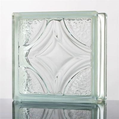 China Urban Decoration 190*190*80mm Crystal Side Gray Cloudy Decorative Courtyard In Colored Glass Block Brick for sale