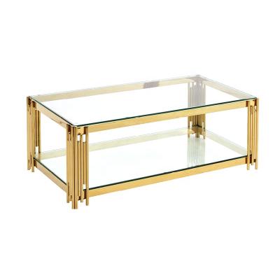 China (Size) three size adjustable gold silver rose color stainless steel coffee table luxury style for living room furniture free sample modern design for sale