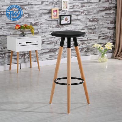 China DT-2101 Topwell Modern Popular Party Club Round Leg Footrest Solid Wood Bar Stools for sale