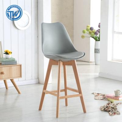 China DC-6072BAR Topwell Modern Ergonomic Cushion PP Tulip Bar Chair Stool With Solid Wood Legs for sale