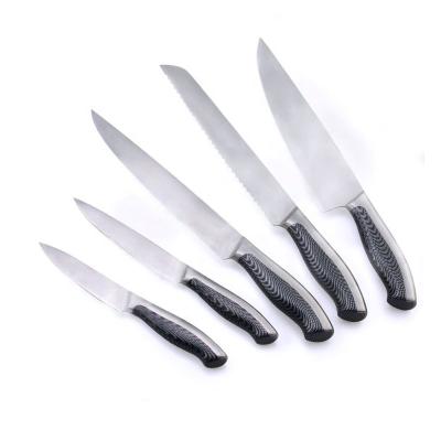 China Check 5pcs Sustainable Style Liner Handle Stainless Steel Kitchen Knife Set for sale