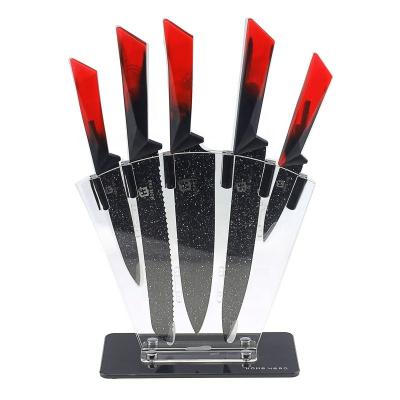 China New Designed High Quality Viable 6PCS Handle Knife Nonstick Paint Set for sale