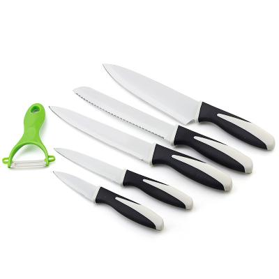 China Sustainable 1100019 Double Handle Colored Knife Set White Blade Non-Stick Knife Set Carving Knives for sale