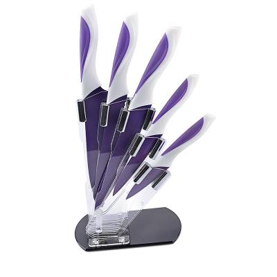 China Viable Purple 1100024 5pcs Blade Non-Stick Knife Set With Acrylic Holder for sale