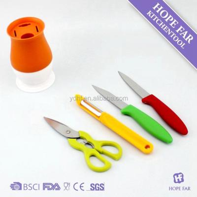 China Viable Funny 1100010 5pcs Kitchen Knife Set With Plastic Block, Gift Knife Set for sale