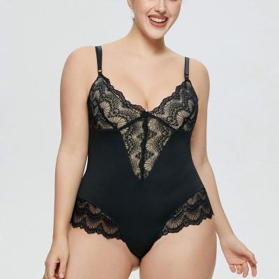 China Strappy Body Shaper Firm Tummy Control Shapewear Waist Trainer Bodysuit Lace Thong One Piece Breathable Underwear Plus Size Shapewear for sale