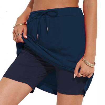 China Sporty golf stretch skirt women's summer anti-static knee length dress double layer drawstring waist tennis skirt for sale