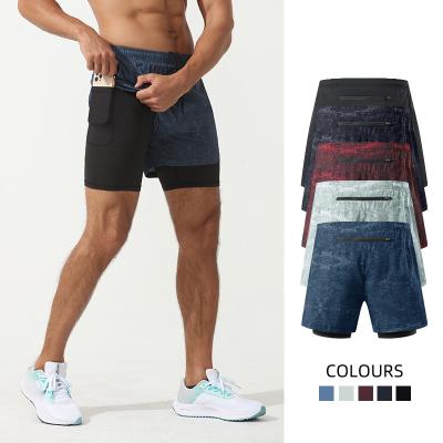 China Running Anti-wrinkle Summer Workout Mesh Shorts Print Custom Made 2 In 1 5 Inch Double Layer Basketball Inseam Shorts for sale