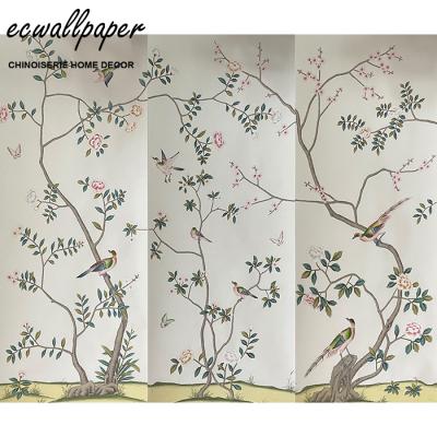 China Traditional Chinoiserie Wallpaper Hand Painted Wallpaper on Silk for Girl's Room for sale