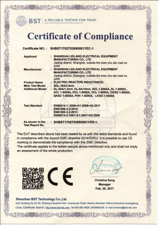 CE - Shanghai Leilang Electrical Equipment Manufacturing Co., Ltd.