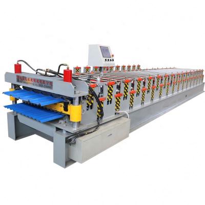 China Building Material Shops Double Layer Roll Forming Machine IBR Tile Sheet Double Layer Glazed Trapezoidal Roof Making Machine for sale