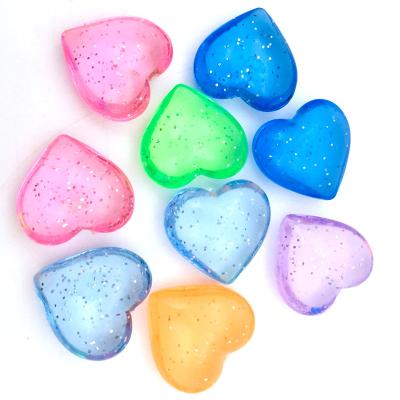 China Factory Hongzhi Acrylic Beads Indoor Transparent Colorful Glitter Confetti Wholesale Acrylic Heart Beads For Jewelry Making for sale