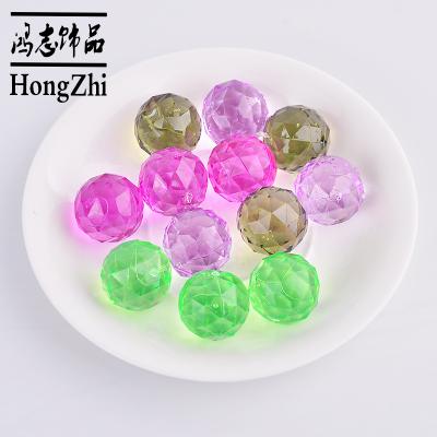 China Hongzhi Indoor 24mm Transparent Faced Acrylic Round Beads Wholesale Recycled Loose Plastic Beads for sale