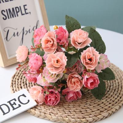 China Artificial Silk Rose Flowers Glorious Little Flower Rose Flower 30cm Bouquets for Wedding Party Bridal Home Decoration for sale