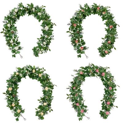 China Beautiful Colorful Artificial Eucalyptus Fake Flower Garland Floral Table Runner Decor For Wedding Home Party With Flowers Greenery Garland for sale